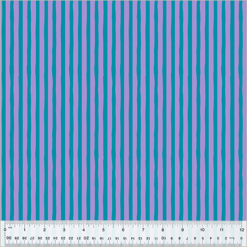 Drawn stripes design. Salvia/Provence color. Light purple and teal stripes.