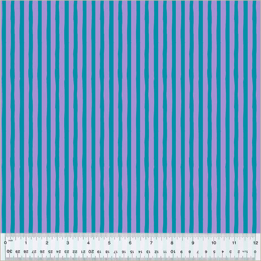 Drawn stripes design. Salvia/Provence color. Light purple and teal stripes.