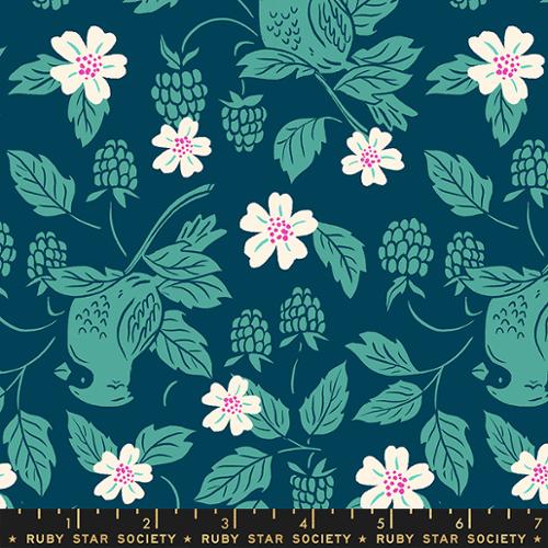 light teal birds and berries on teal