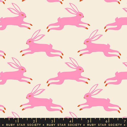 pink bunnies on ivory