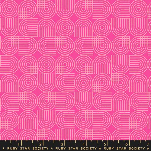 geometric lines and circles on pink