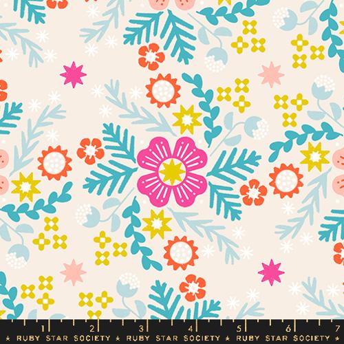 funky retro floral on natural
