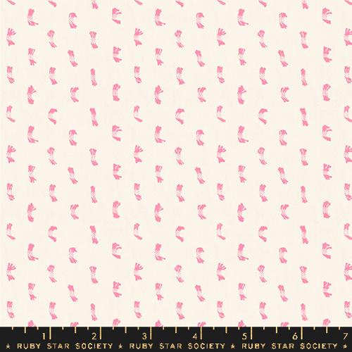 white cream background with pink woven dots