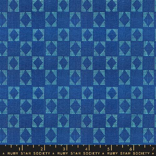 dark blue background with light blue square shape that outlines a diamond