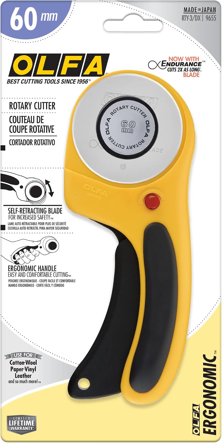 OLFA 60mm Ergonomic Rotary Cutter (Yellow) (Copy)