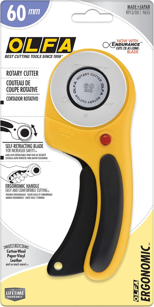 OLFA 60mm Ergonomic Rotary Cutter (Yellow) (Copy)