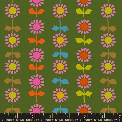 Ruby Star Society - Catnap - Daisy Stripe Canvas (Green)