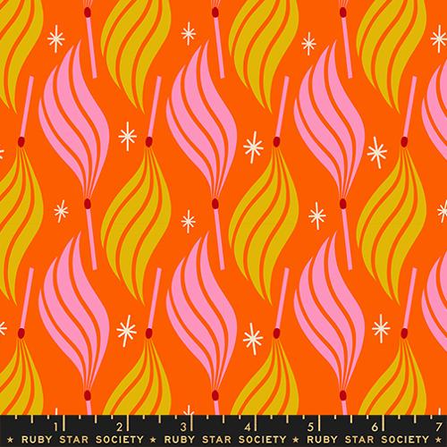 Patterned fabric with wavy lines and stars on a red background, featuring Ruby Star Society branding.