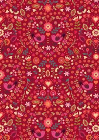 Little Bird Floral Heart - Little Matryoshka - Lewis & Irene - quilting fabric - quilting cotton