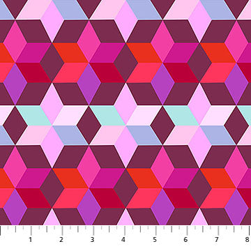 Pink fabric with star pattern.