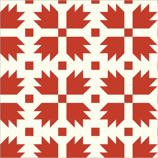 Red maple leaf pattern on a white background