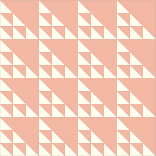 Pattern of pink and white triangles on a geometric grid