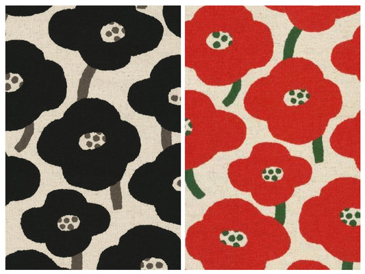 Collage of Red and Black Poppies prints on canvas