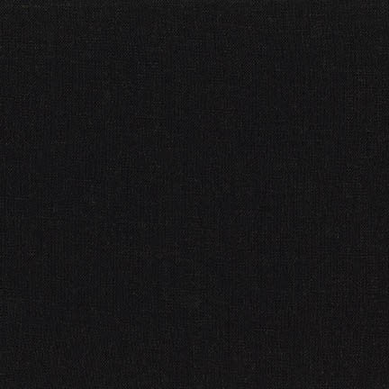 A solid black textured fabric, showing a fine woven linen/rayon texture.