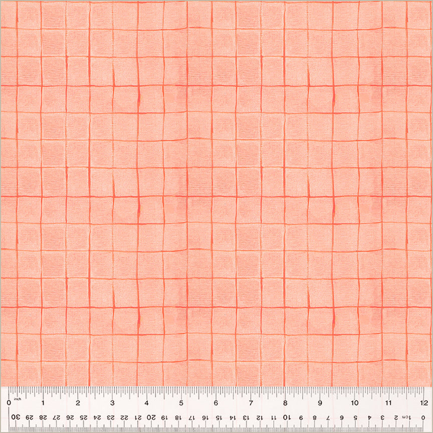 pink hand drawn line plaid over salmon background