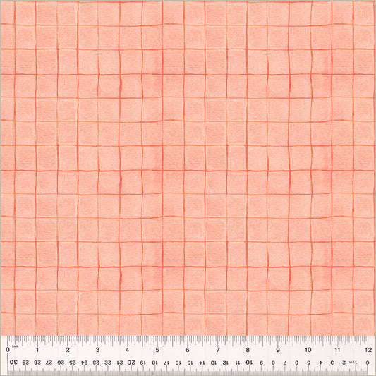 pink hand drawn line plaid over salmon background