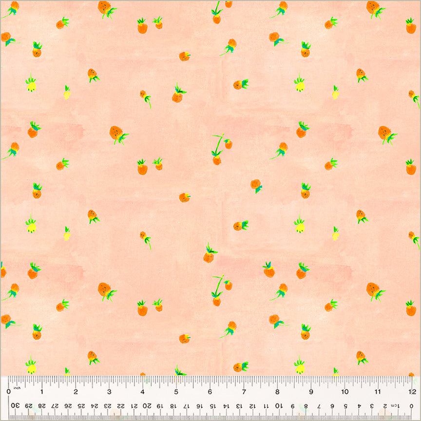 Wild light orange or yellow strawberries on blush background. 