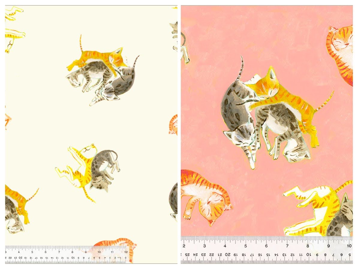 Barn kittens, two types. barn kittens tumbling on ivory/white background or salmon pink background.