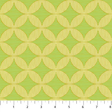 Fabric with geometric pattern on a green background