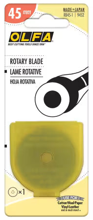 OLFA rotary blade packaging with yellow background