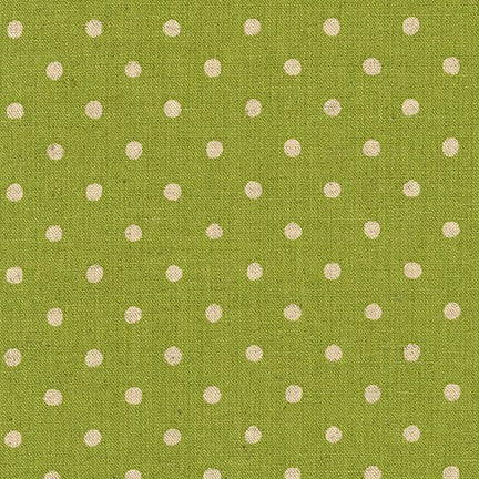 Robert Kaufman Sevenberry Canvas Natural Dots Cotton/Flax Blend - Lime