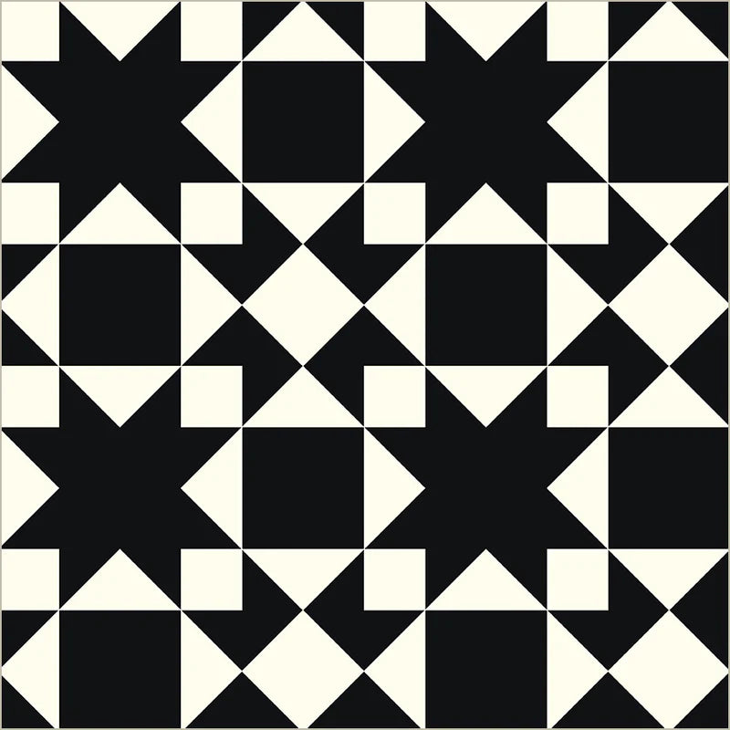 Black and white geometric pattern with star shapes