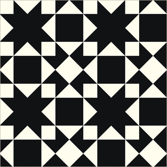 Black and white geometric pattern with star shapes