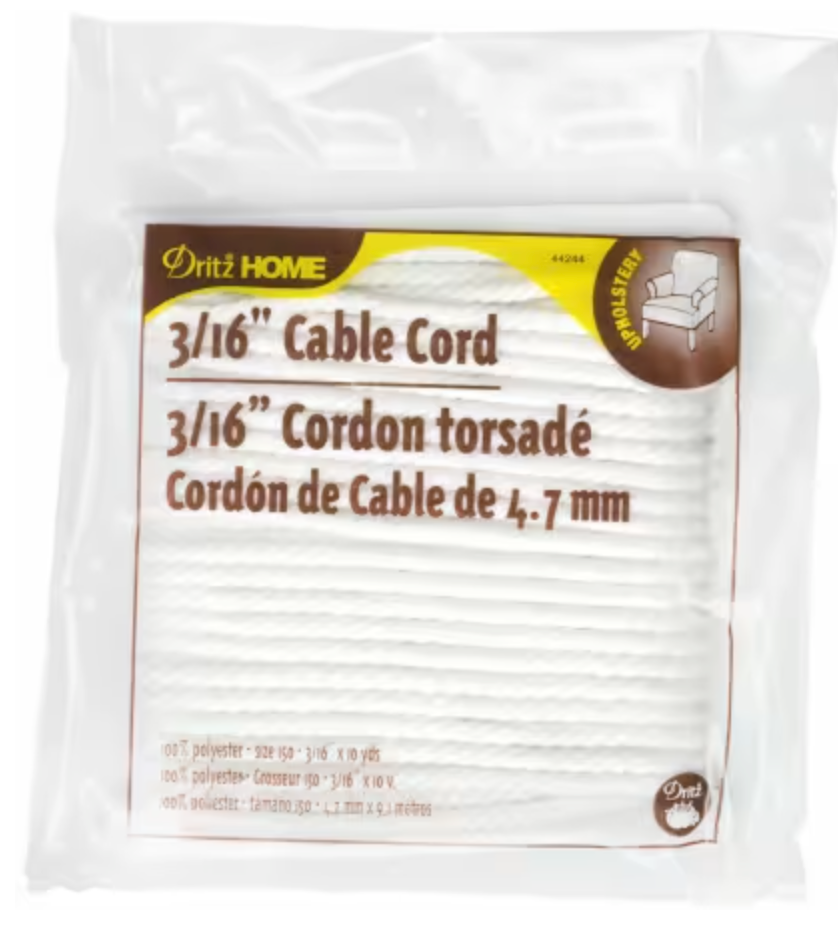 White cable cord in its packaging, with Dritz branding on the label. 