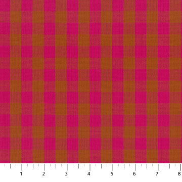 Pink and orange checkered fabric pattern