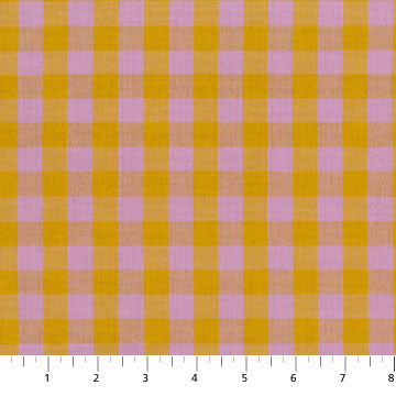 Pink and yellow checkered fabric pattern