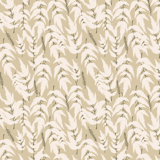 a beige and white leafy pattern