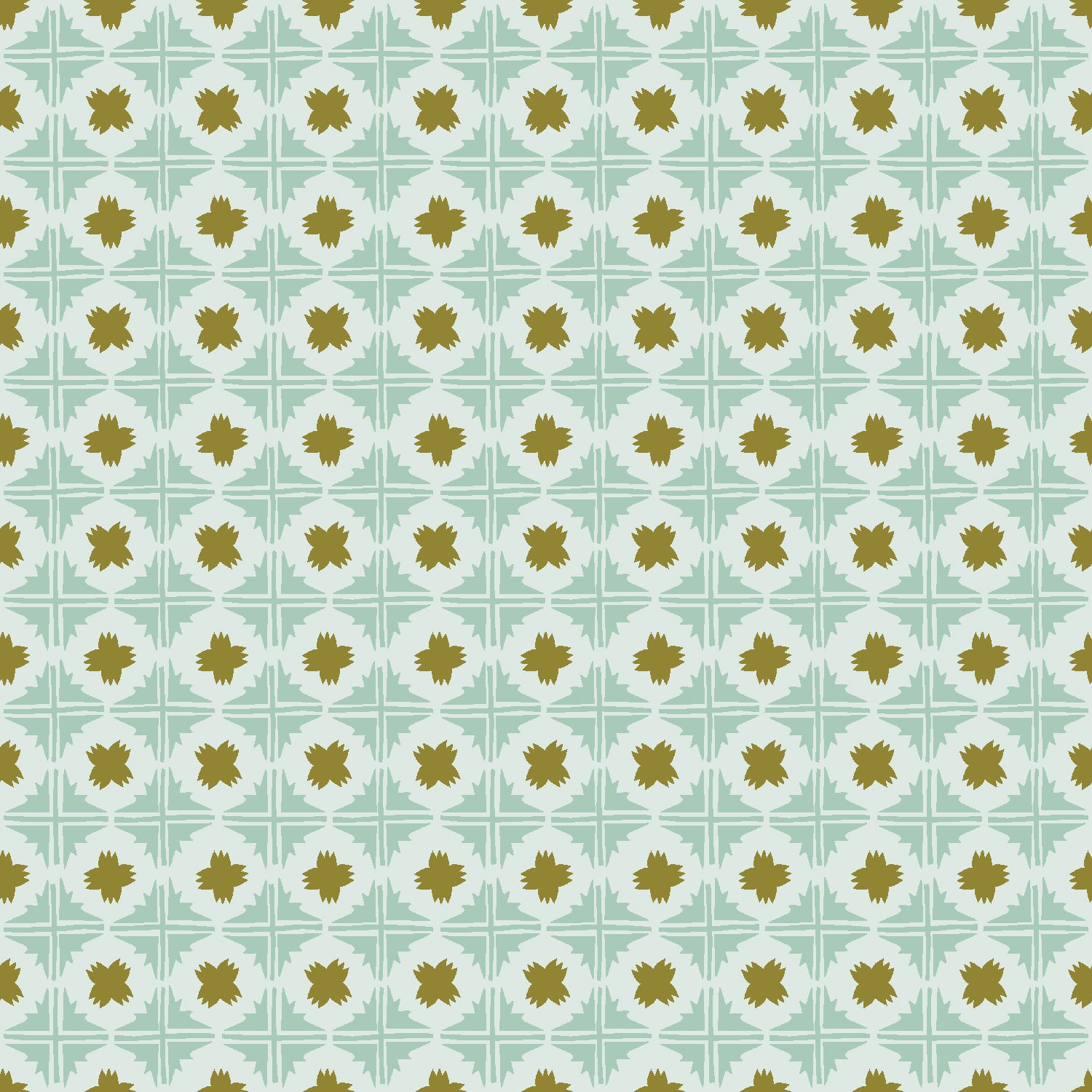 geometric patterned tiled fabric in blue 