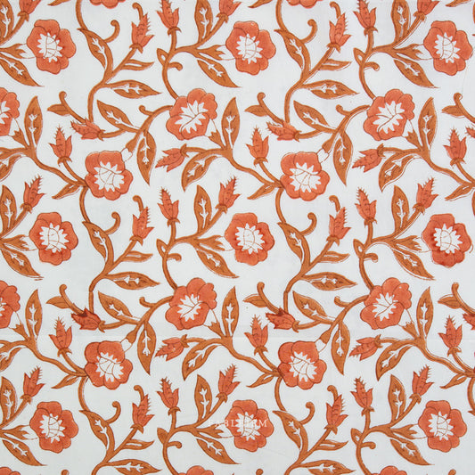 Pattern of red flowers and leaves on a white background