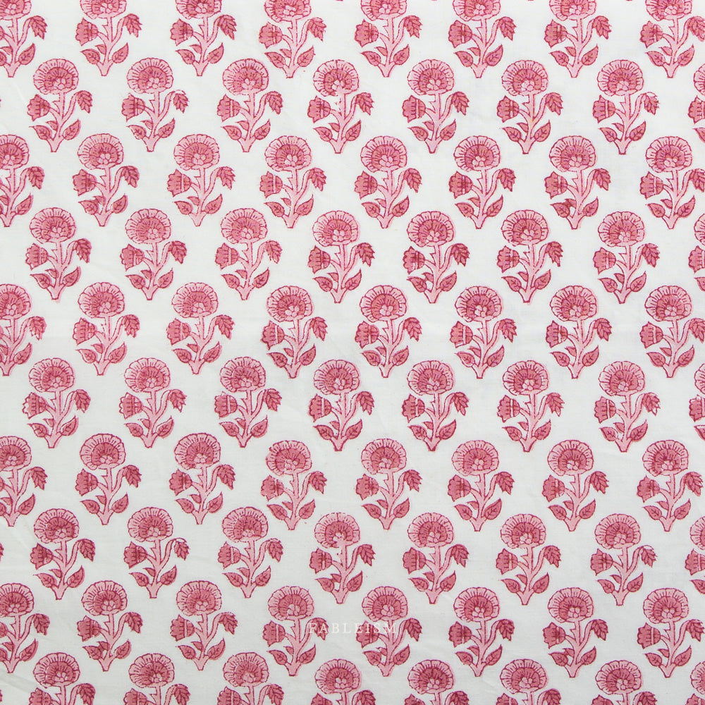 Pattern of pink flowers on a white background