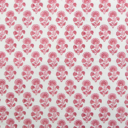 Pattern of pink flowers on a white background