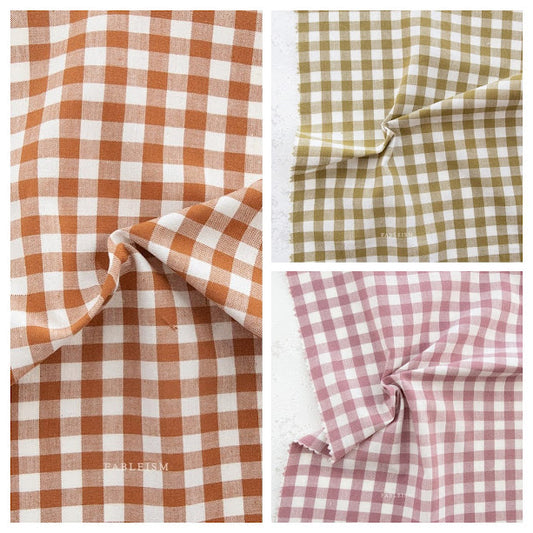 A trio of gingham fabrics