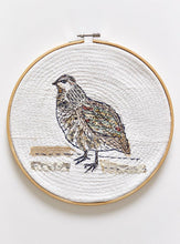 Load image into Gallery viewer, hand stitched bird in embroidery hoop