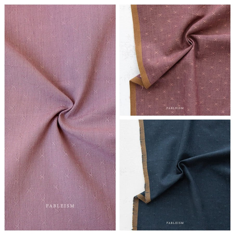 Mauve, plum and dark blue fabric