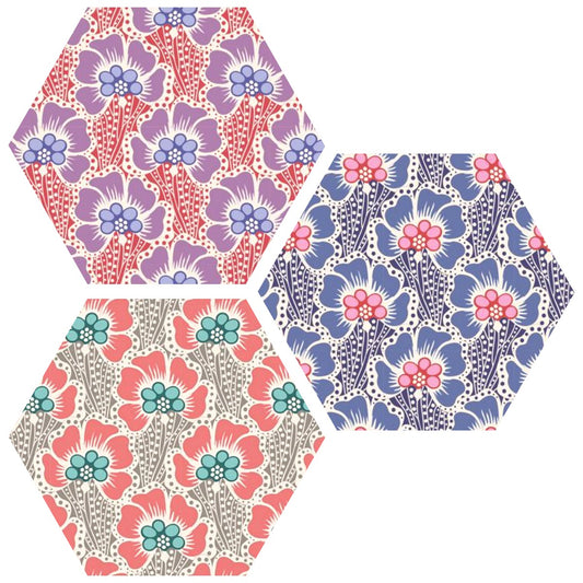 Collage of three colorways of a floral print