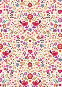 Little Bird Floral Heart - Little Matryoshka - Lewis & Irene - quilting fabric - quilting cotton