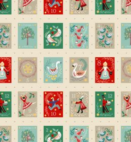 Panel- The 12 Days of Christmas - Lewis & Irene - quilting fabric panel - digiprint fabric digital