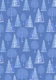 Tomten Trees on blue - Tomtens Village - Lewis & Irene - yard quilting fabric - digiprint fabric digital