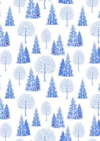 Tomten Trees on white - Tomtens Village - Lewis & Irene - yard quilting fabric - digiprint fabric digital