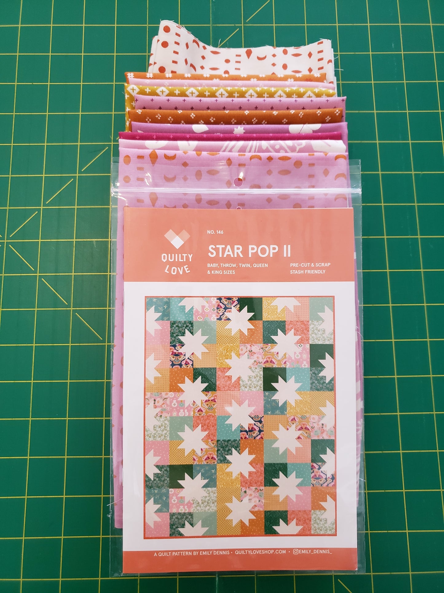 pre cut fabric stack with a pattern on top