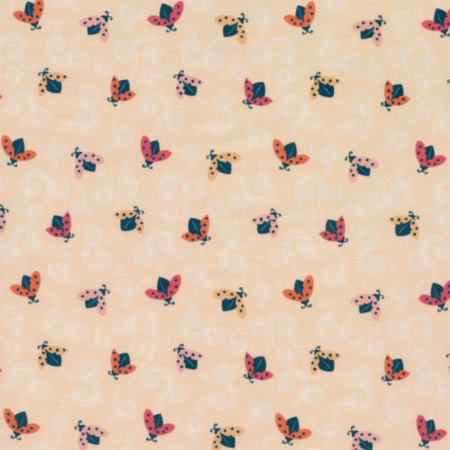 Ladybug Acrobatics - Tiny and Wild - Sue Gibbins - Cloud 9 Fabrics - Organic Cotton half yard quilting fabric - floral