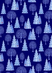 Tomten Trees on dark blue - Tomtens Village - Lewis & Irene - yard quilting fabric - digiprint fabric digital