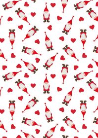 Tomten and Hearts on white - Tomtens Village - Lewis & Irene - yard quilting fabric - digiprint fabric digital