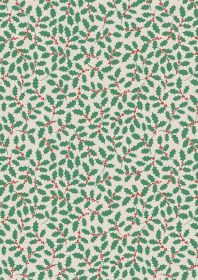 Holly on Cream - The 12 Days of Christmas - Lewis & Irene - yard quilting fabric - digiprint fabric digital