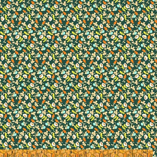Dark Teal Calico - Lucky Rabbit - Heather Ross - Windham Fabrics - half yard quilting fabric