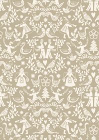 The 12 Days of Christmas Mirrored on Natural - The 12 Days of Christmas - Lewis & Irene - yard quilting fabric - digiprint fabric digital